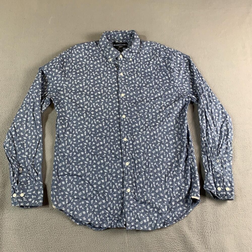 Bonobos Shirt Mens Medium Blue Floral Long Sleeve Button Up Stretch Standard Fit
